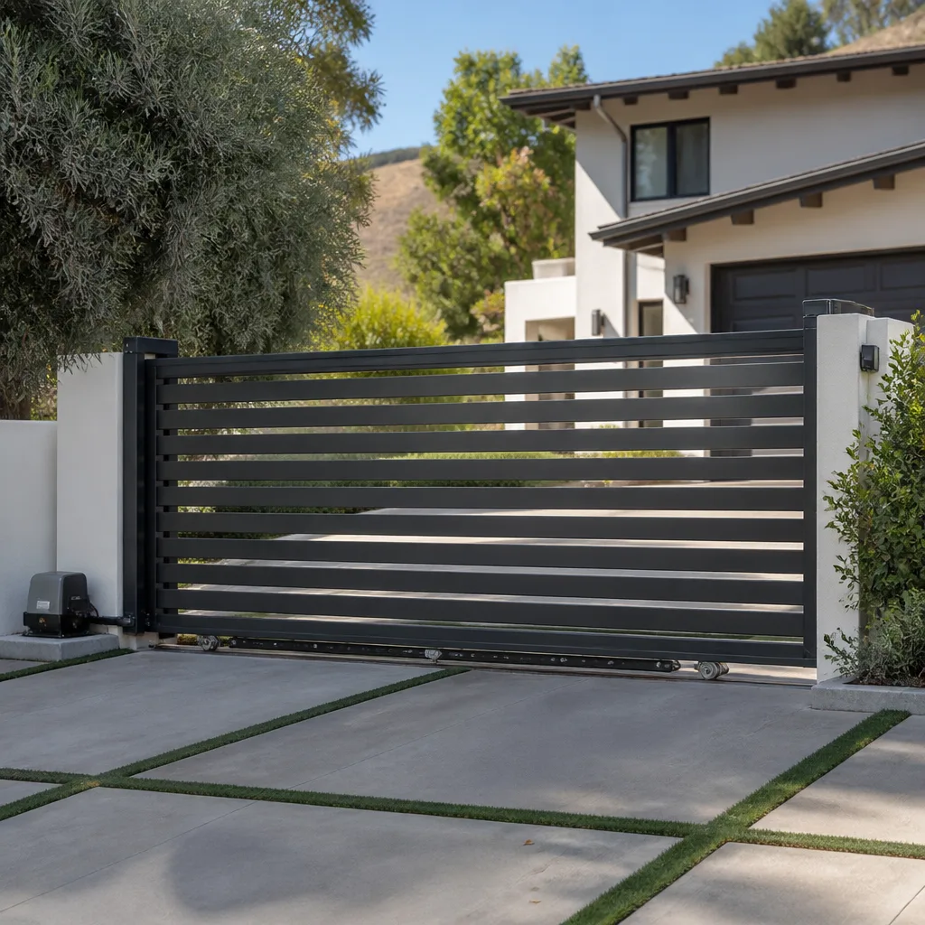 Sliding driveway gates